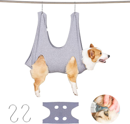Pet Grooming Hammock and Nail Clip Bag for Dogs and Cats - Ideal for Grooming, Bathing, Nail Trimming, and Ear Cleaning - Suitable for Small to Medium Pets (13.7 Inches) with Hangers and Secure Fixing System