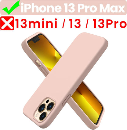 Shockproof Liquid Silicone Designed for Iphone 13 Pro Max Case 6.7", Gel Rubber Comprehensive Protection Anti-Shock Cover Drop Protection 6.7Inch-Sand Chalk Pink